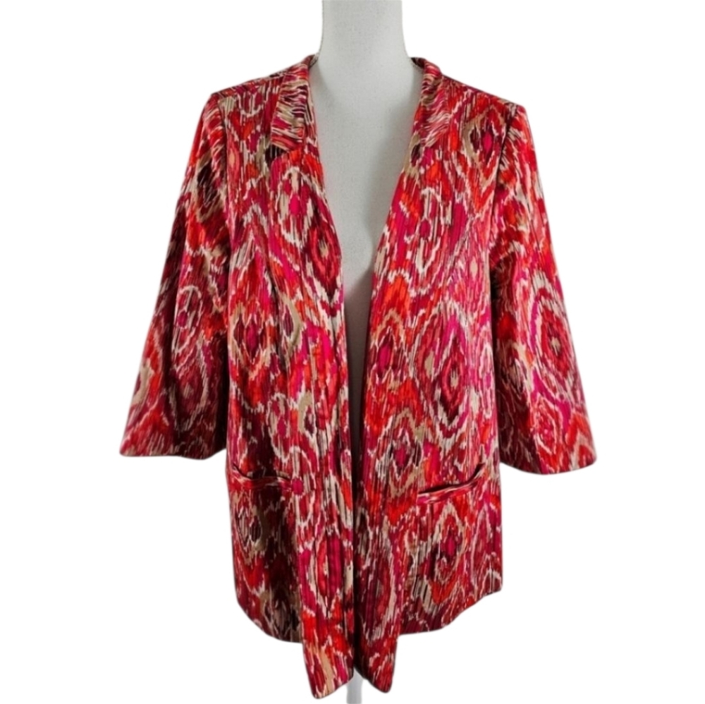 Maggie Barnes for Catherines Open Front Blazer Jacket Red Orange Plus Size 4X